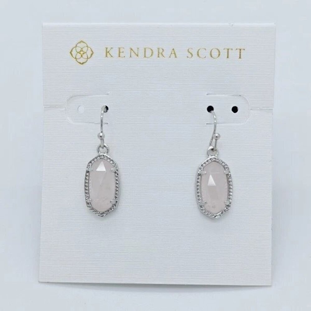 Kendra Scott Silver Gold Drop Earrings In Pink Quartz